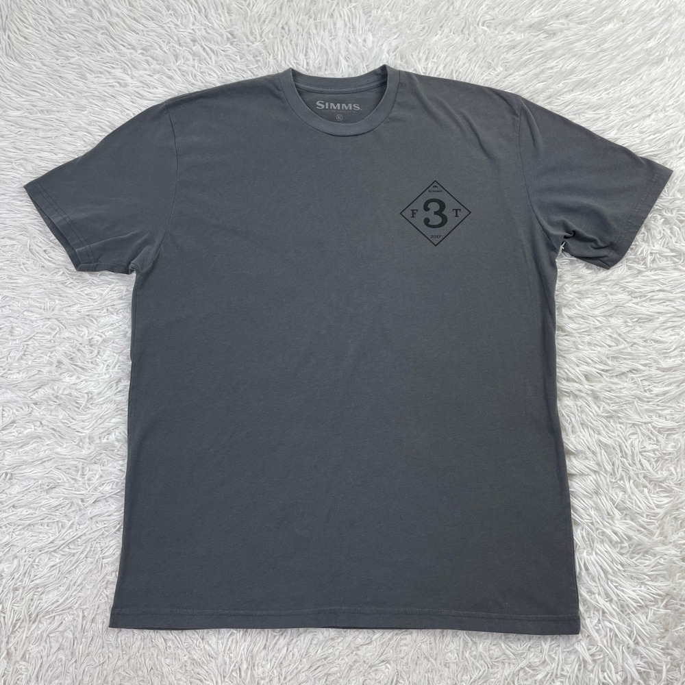 Simms Shirt Mens Extra Large Gray 2017 Graphic Print Short Sleeve Tee Fishing XL